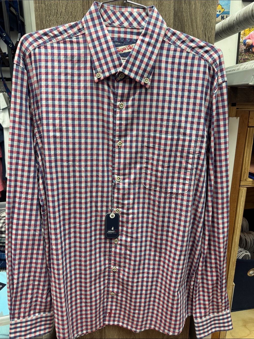 johnnie-O Blue, Pink & White Gingham Button-Down Shirt
